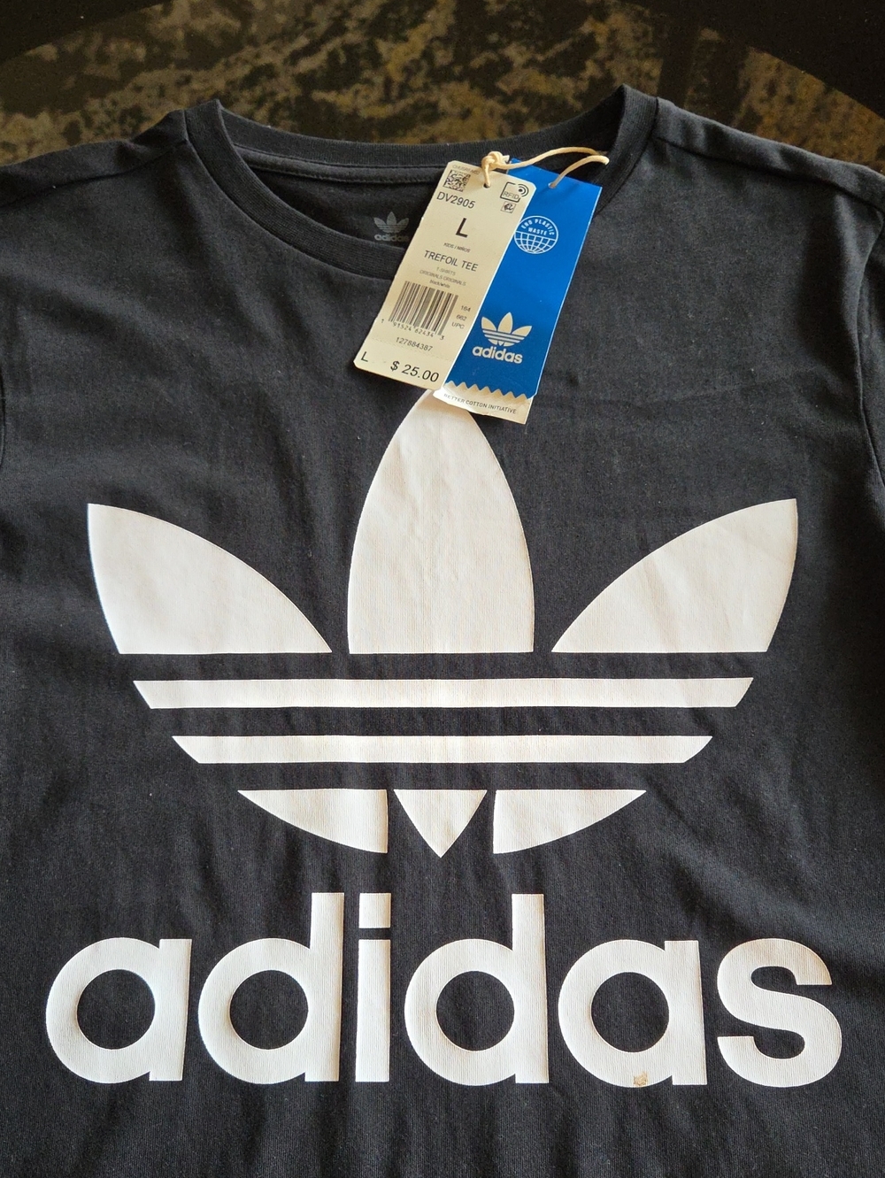 Adidas Black & White Trefoil Kids Tee.